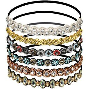 Rhinestone beaded headbands set jeweled elastic crystal hair accessories women